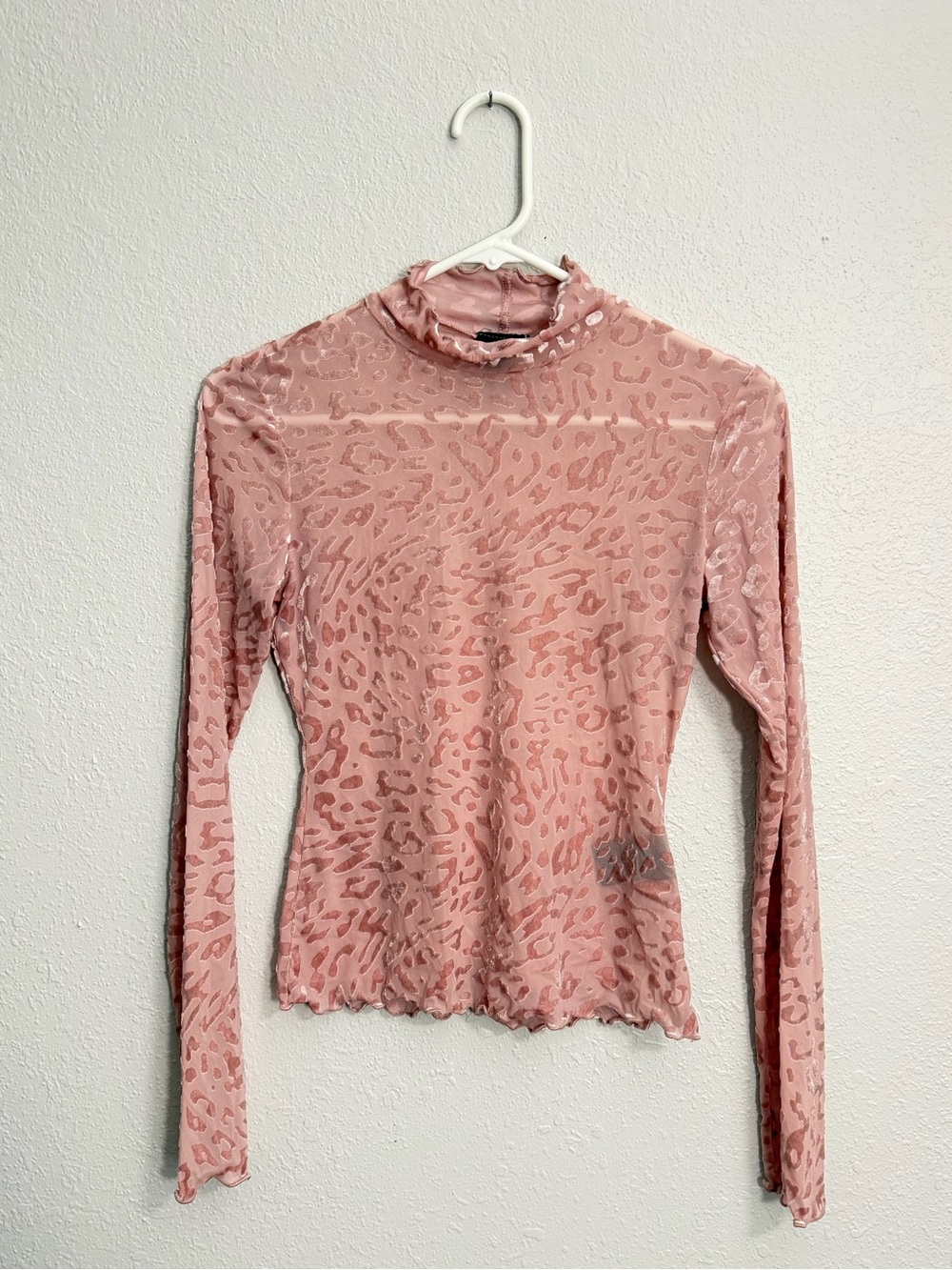 Urban Outfitters Pink Velvet Long Sleeve Mock Neck Top